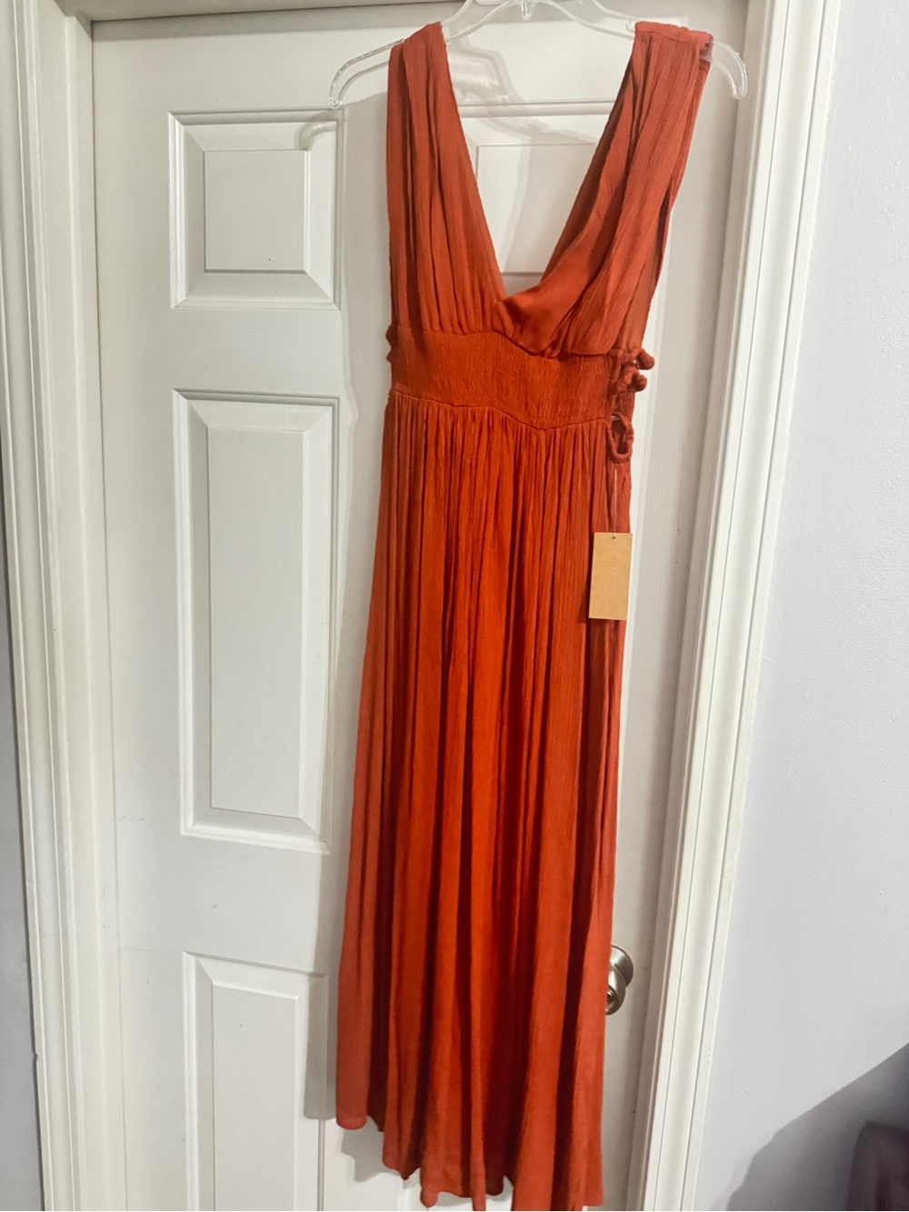 Just Found Large Rust Orange V-Neck Maxi Dress. NWT